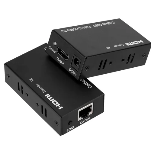 Bộ nối dài HDMI bằng cáp mạng (LAN) 60m (Có kèm nguồn)