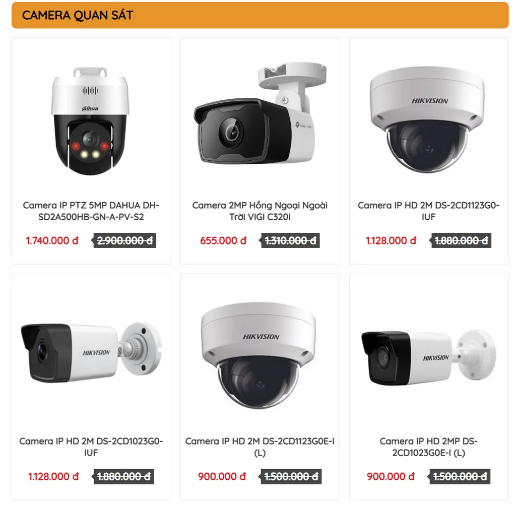 Bảng báo giá lắp đặt camera tại trang chủ camera biên hòa 24h